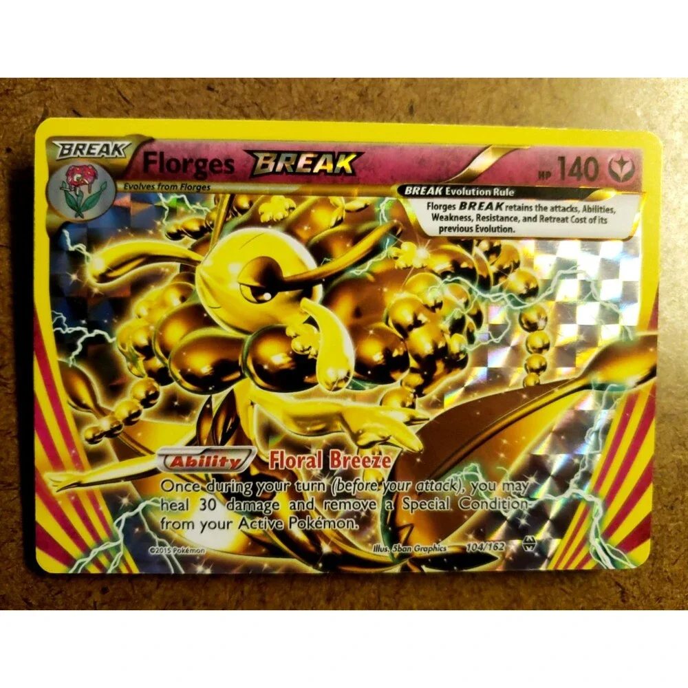 TCG POKEMON BREAK FLORGES Holo XY BREAKthrough BKT Reverse Holo RARE 104/162 MT!